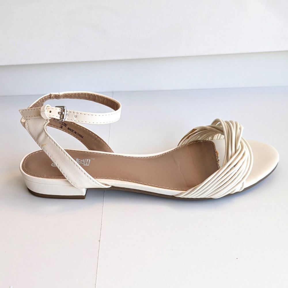 Ivory white flat sandals size 8.5